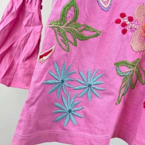 NWOT JOHNNY WAS Freyde Cotton Embroidered Floral Tee 3/4 Sleeves Shirt Size S - Picture 5 of 14